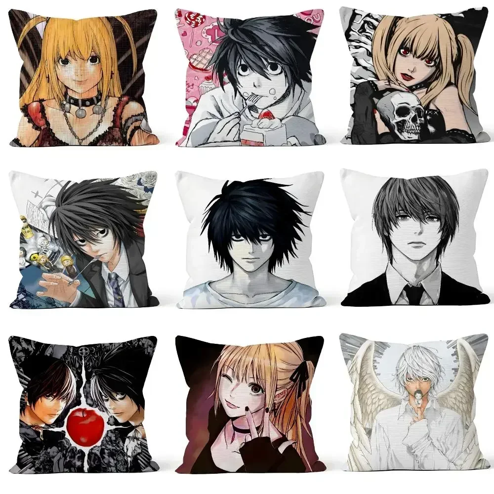 Anime Death Note DN L Light Yagami Ryuk Cushion Cover Throw Pillow Soft Short Plush Case For Sofa Bedroom Cozy Home Decor Gift