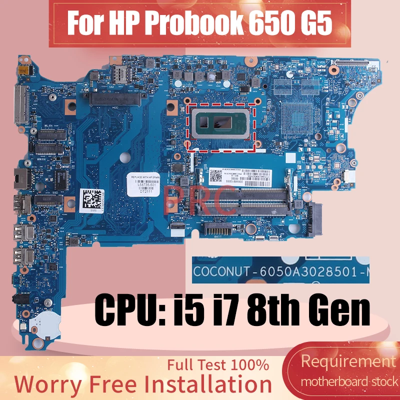 6050A3028501 For HP Probook 650 G5 Laptop Motherboard i5-8265U i5-8365U i7-8665U L58731-601 L58733-601 001 Notebook Mainboard - view 2