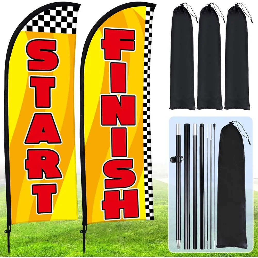 

2 Sets Start and inish eather lag 8 t Start inish Advertising Banner Swooper lag with Pole Kit and Ground Stake or Marats and Sp