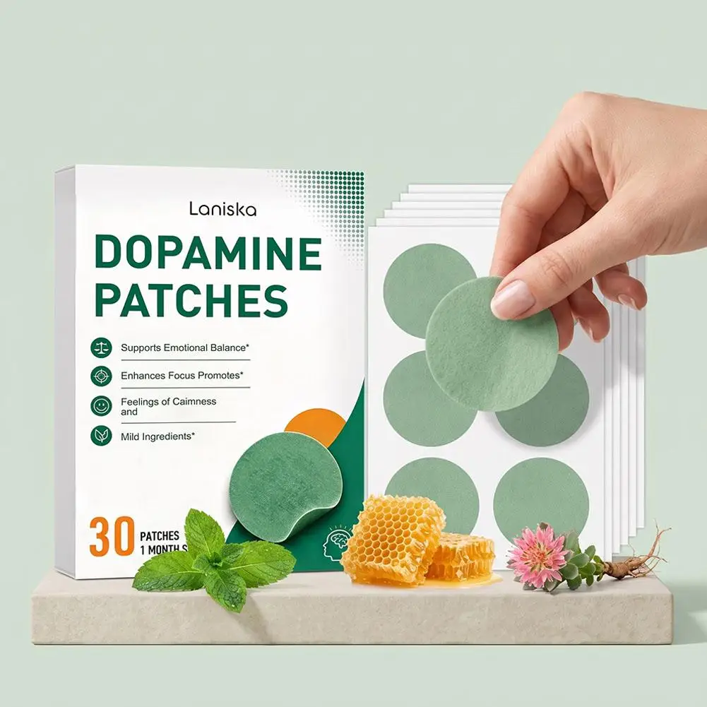 30Pcs Natural Herbal Dopamine Support Patches Mild Plant Ingredients Help Relaxation Balance Improve Focus Calming Body Care