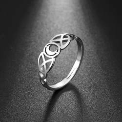 Skyrim Moon Irish Knot Stainless Steel Adjustable Ring Women's Fashion Retro Wedding Anniversary Gift Jewelry New 2025