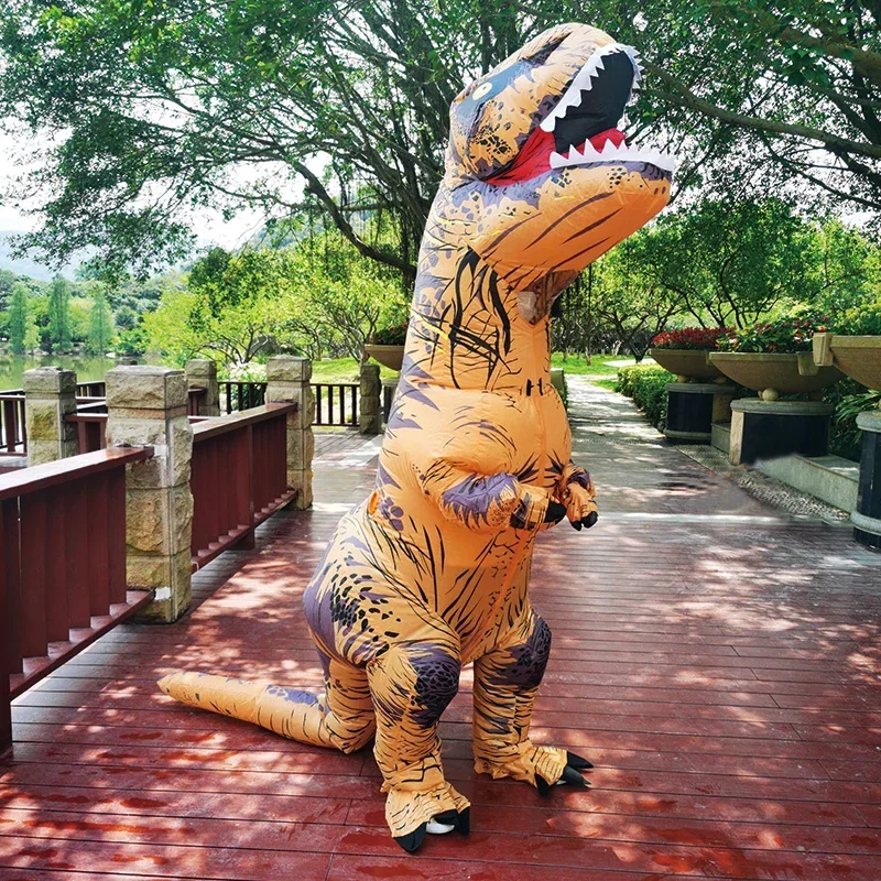 เด็กผู้ใหญ่ Inflatable Sinosaur คอสเพลย์ T-Rex สัตว์การ์ตูนชุดสูทฮาโลวีนเครื่องแต่งกายสําหรับ Man Woman