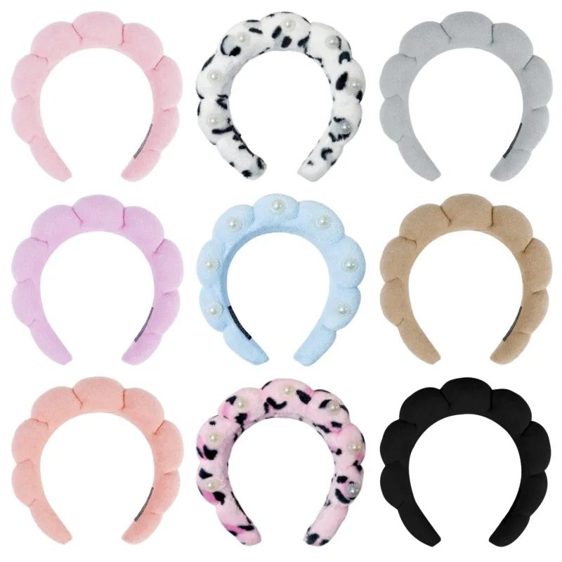 

New Europe and America Cross Border Hot High Skull Top Hair Accessories Female Face Wash Bath Cloud Sponge Headband Makeup Re