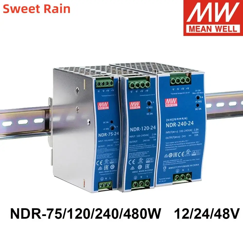 FREED SHIPPING MEAN WELL NDR-75 120 12V 24V 48V meanwell NDR-75 -120  12 24 48 V Single Output Industrial DIN Rail