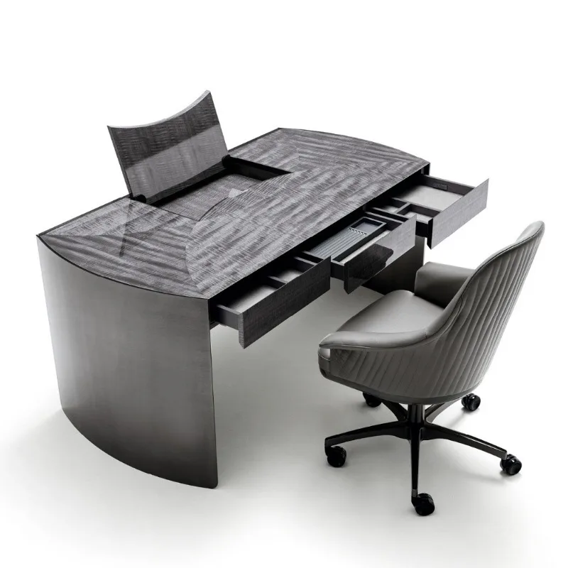 Light luxury desk boss table household stainless steel computer desk