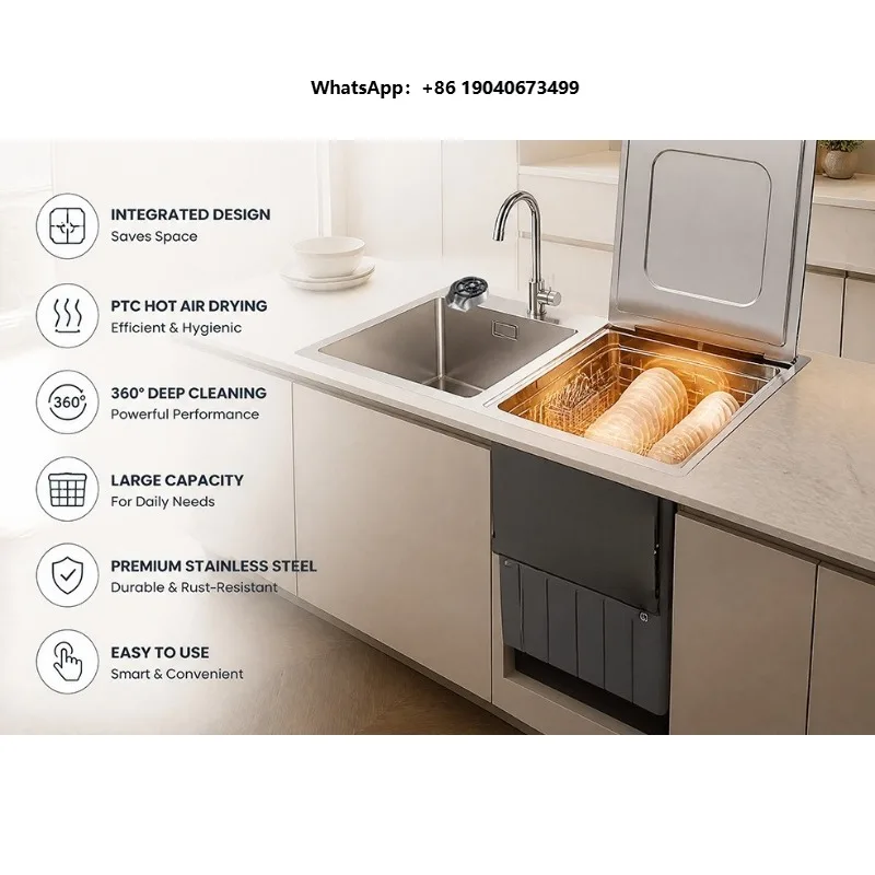 CE Certificated Stainless Steel Sink Undermount Double Bowls Dish Washer Automatic Countertop Dishwasher p002