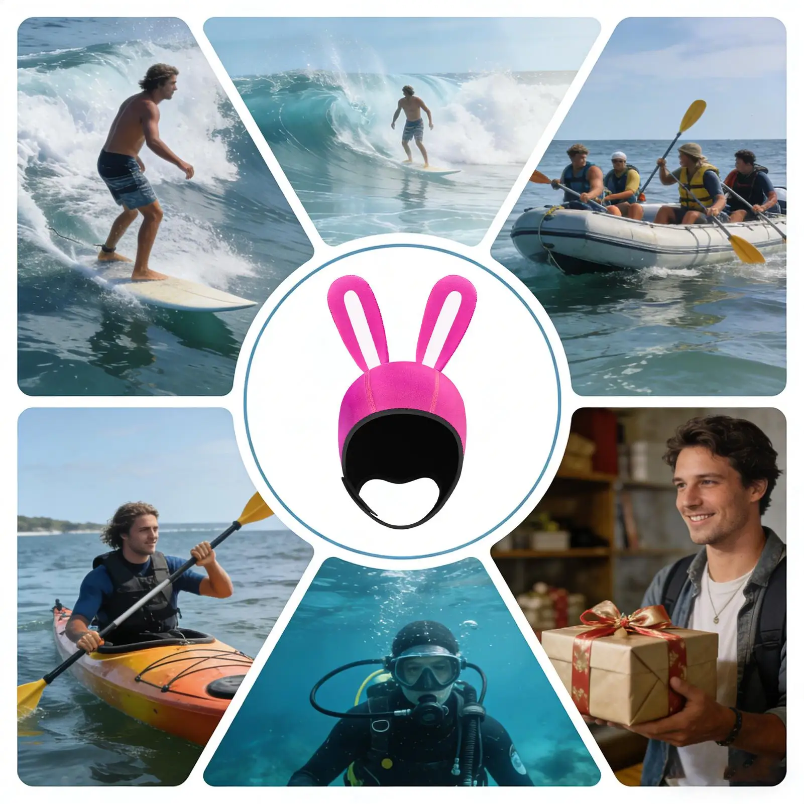 

Wetsuit Hood Sailing Hat With Bunny Ears Wetsuit Hat For Kayaking Snorkeling Swimming Sailing Surfing Canoeing Water Sports