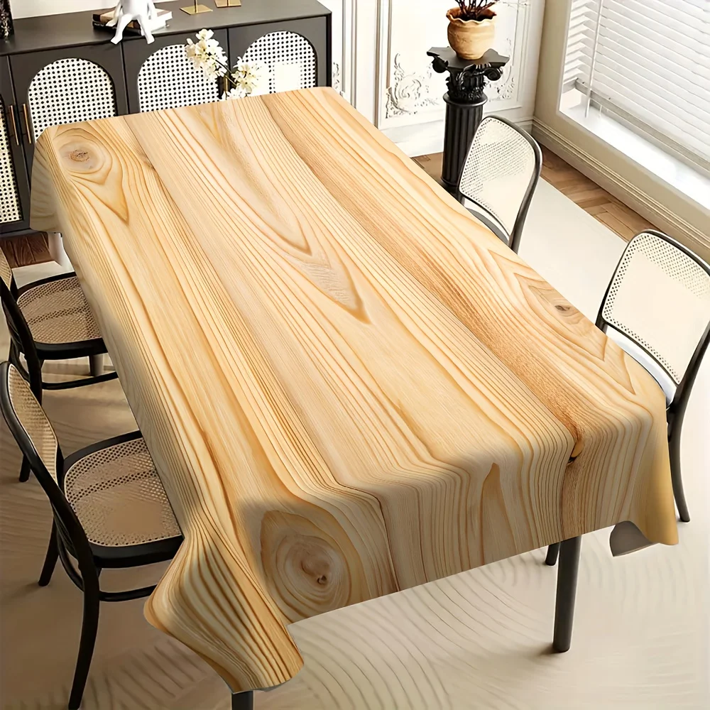 Modern minimalist and fashionable style tablecloth, light-colored wood grain texture pattern tablecloth.PMJ