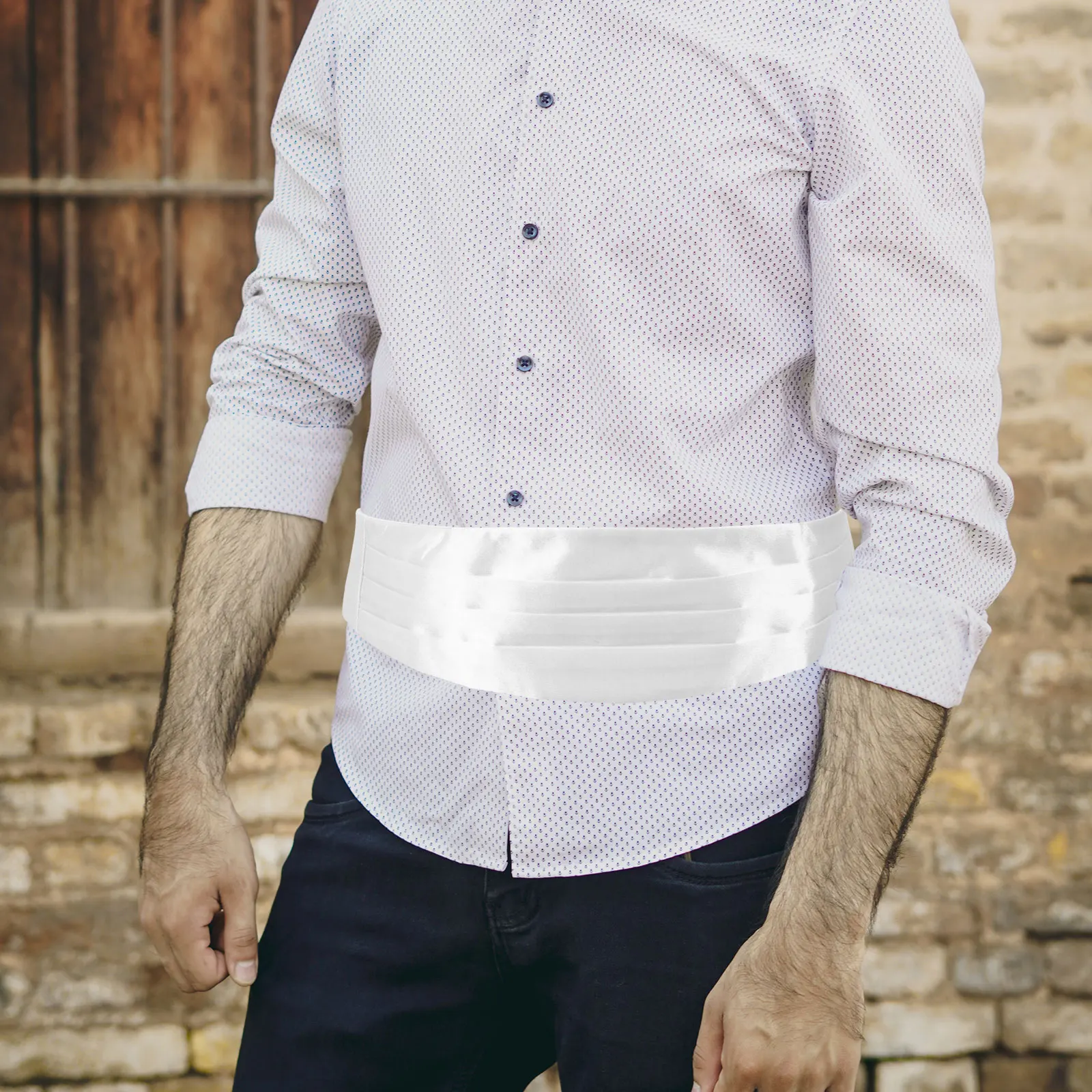 

Cummerbund for Men Suit Groomsmen Tuxedo White Evening Bridegroom Fashionable Soft Iron Cloth Adjustable Waist Support Posture
