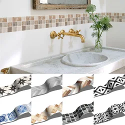 Bathroom Waist Line Wall Stickers Waterproof Peel & Stick Art Mural Backsplash Kitchen Office Skirting Line Decorative Wallpaper