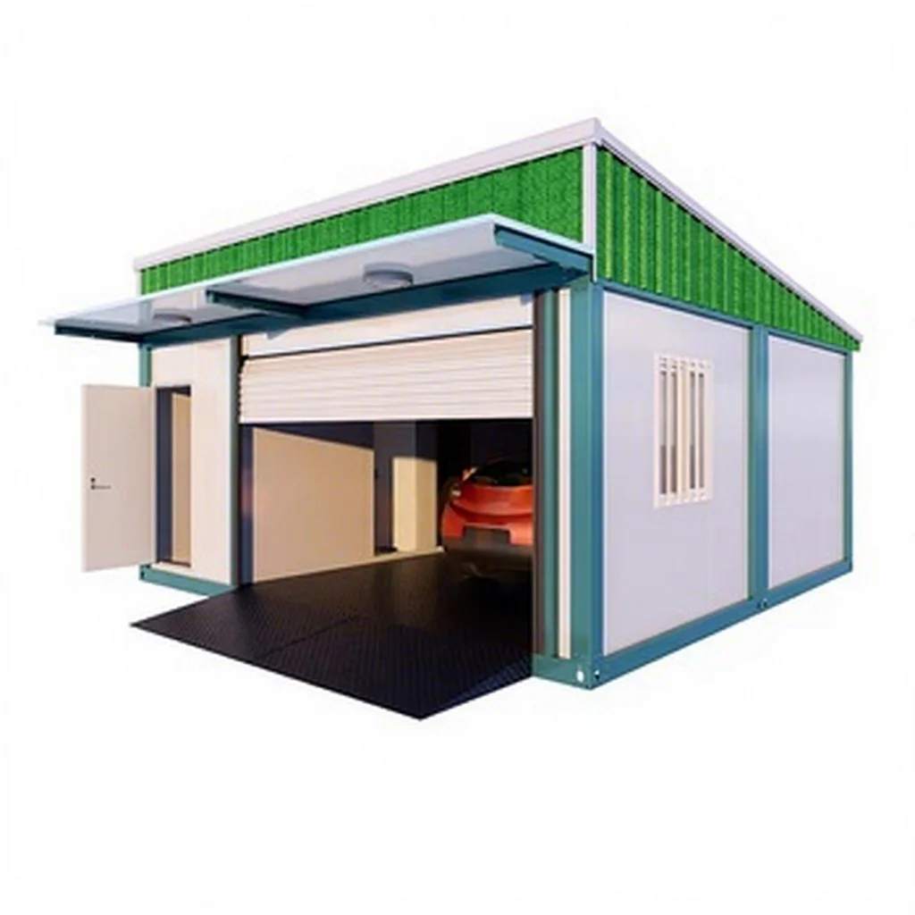 Supplier Heavy Duty Steel Frame Sandwich Panel Prefabricated Outdoor Carpark Windbreak Flat Pack Container House Garage