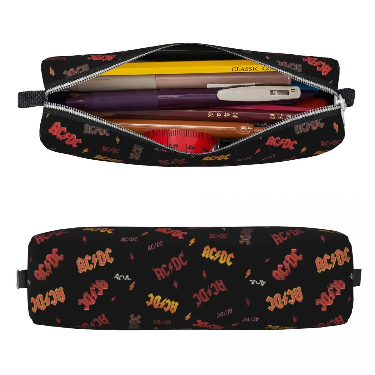 Rock Band Heavy Metal Pencil Case ACs Music DCs Pen Pencil Bags for Student Large Storage Students School Cosmetic Pencil Pouch