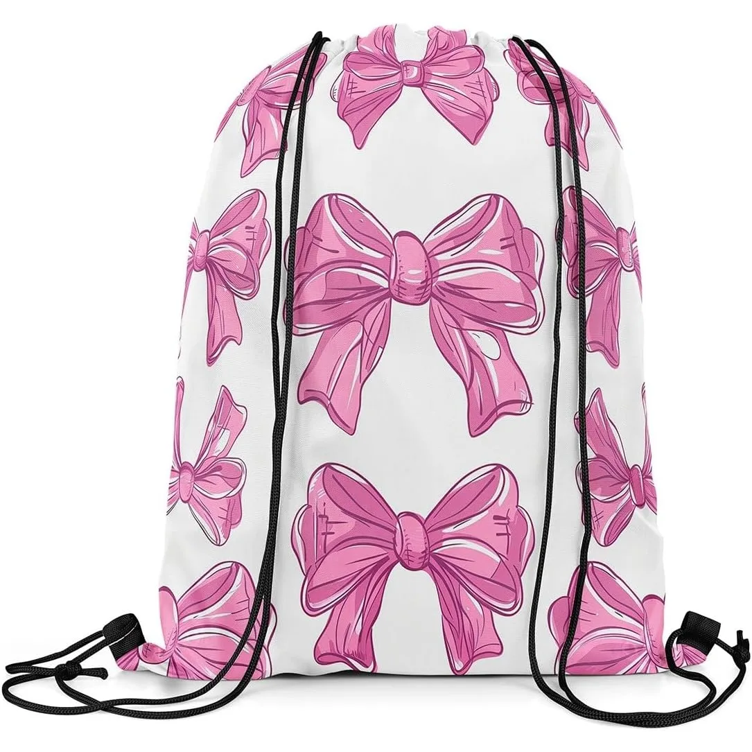 

Спортивный рюкзак на шнурке, женский милый розовый рюкзак на шнурке с бантом, сумки на шнурке с бантом, водонепроницаемые