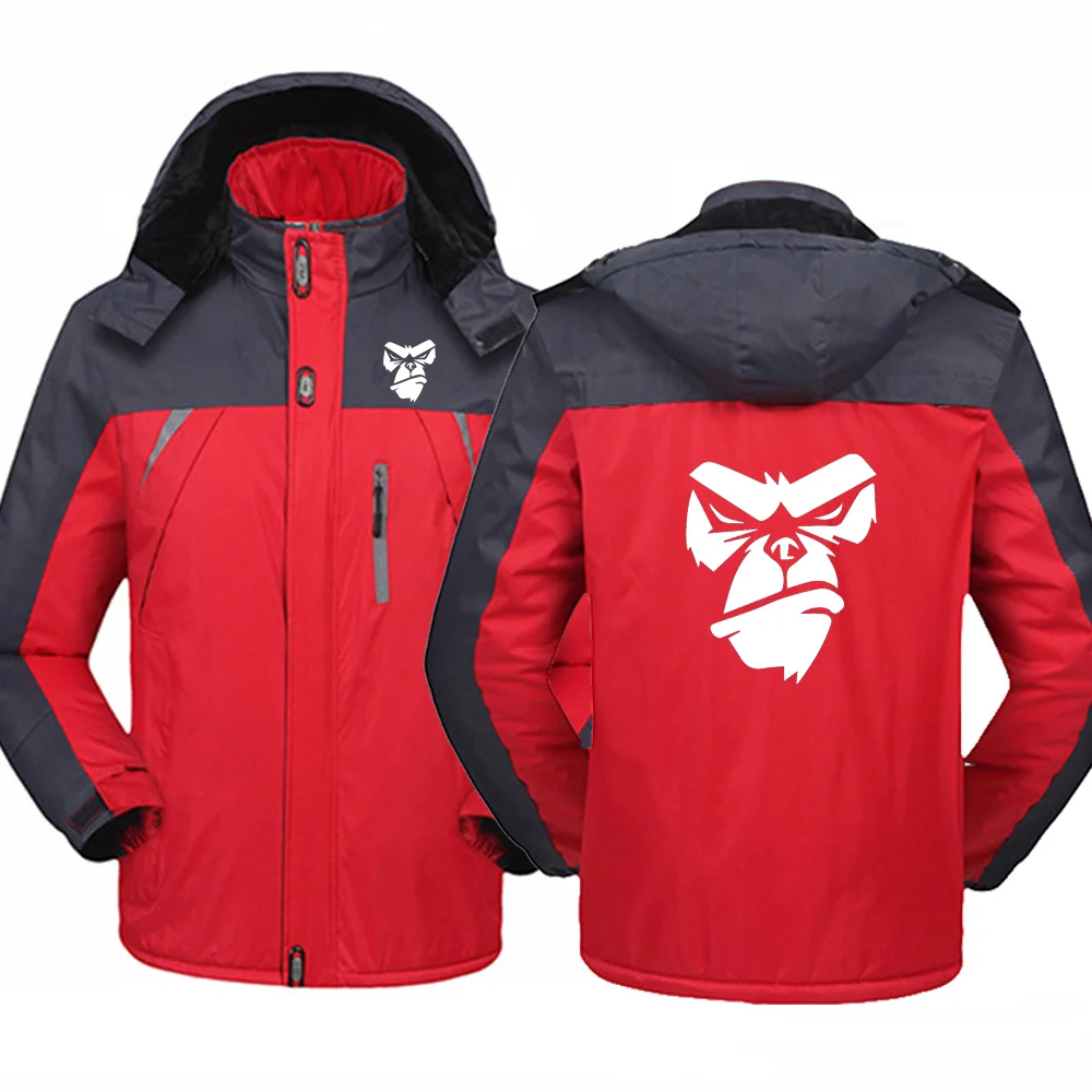 

Gorilla Face Funny 2025 Man's Thicken Comfortable Warm Jacket Autumn And Winter Windbreaker Coat Color Block Hoodies