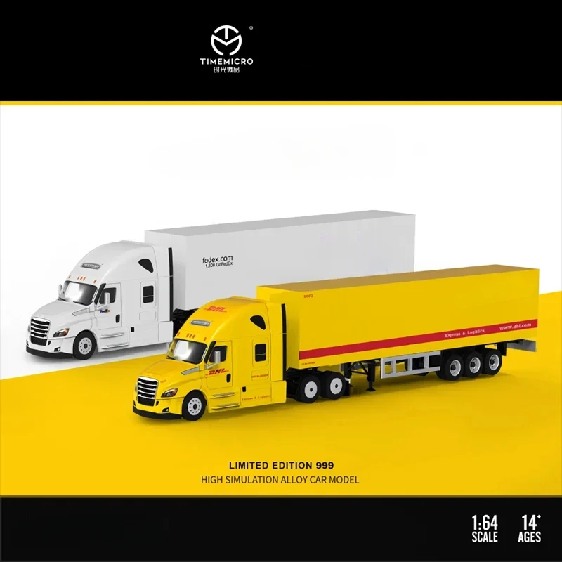 Thời gian Micro 1/64 perka freiner container Express transportion xe tải limited999 Diecast hợp kim Mô hình xe thiết lập