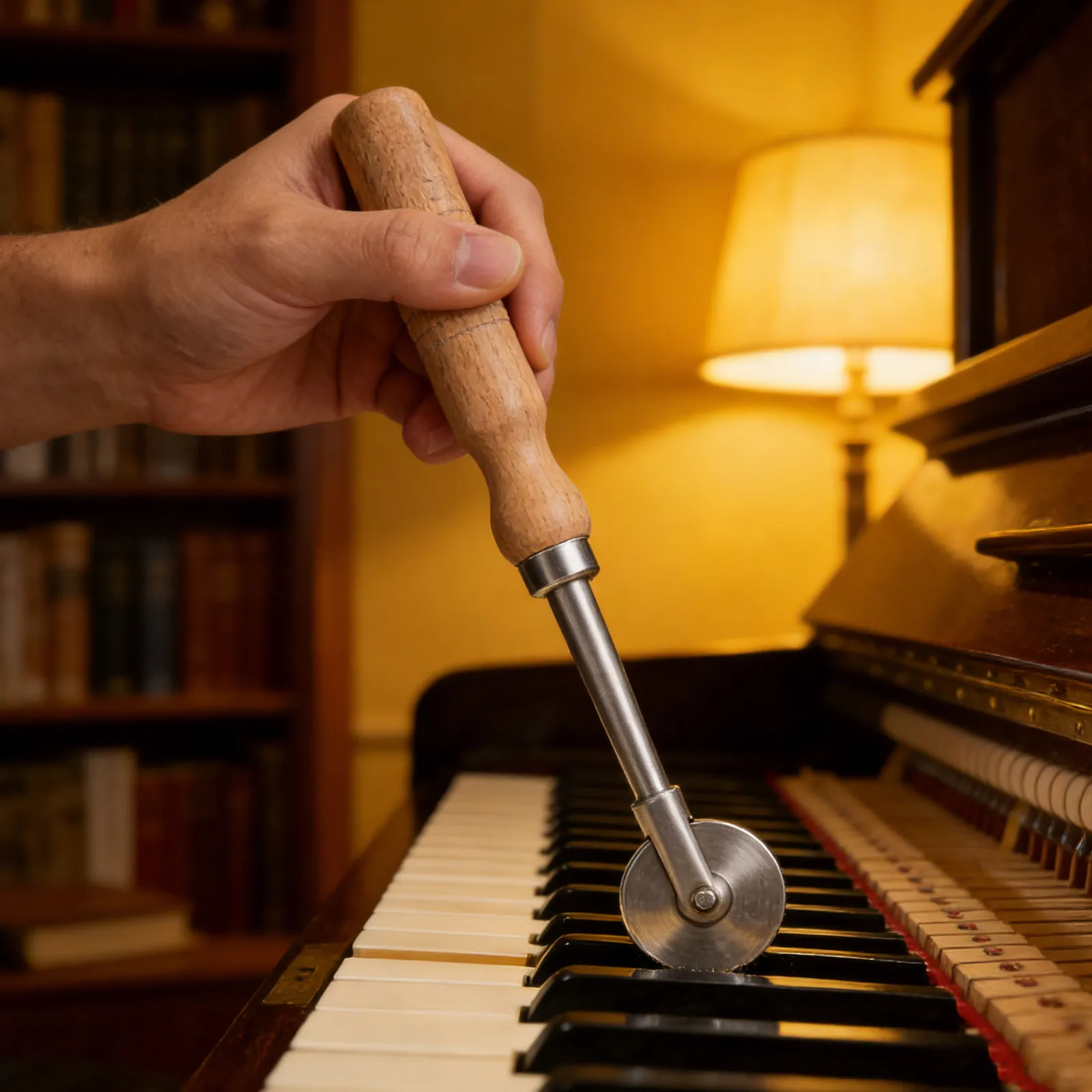 Piano String Stretcher Pressing Rolling Wheel Tuning Tool with Non Wooden Handle for Repair Maintenance