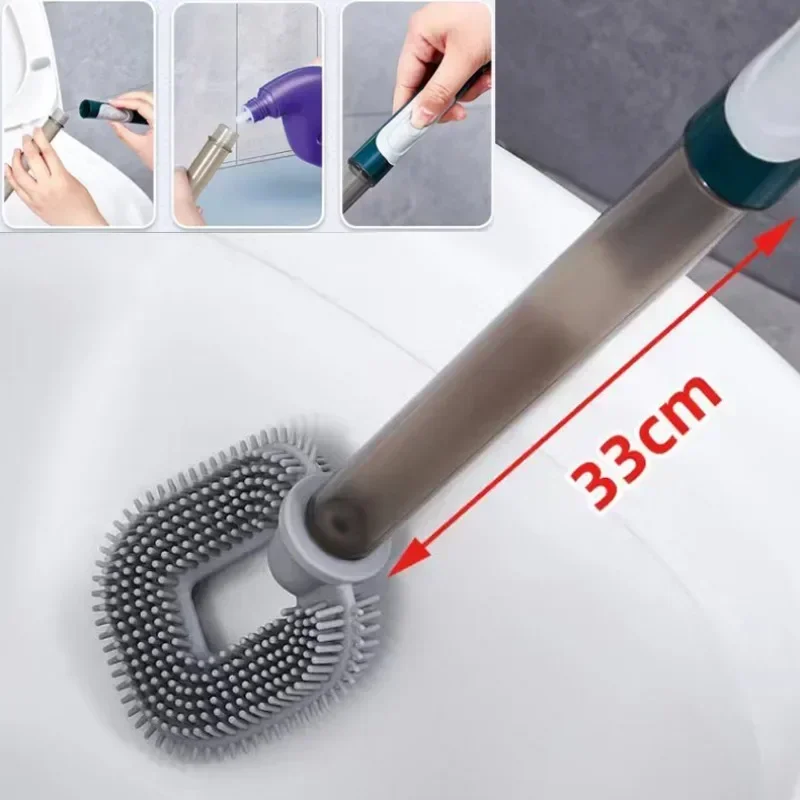 Soap Dispensing Toilet Brush with Holder TPR Silicone Long Handled Cleaning Brush Wc Toilet Brushes Bathroom Accessories