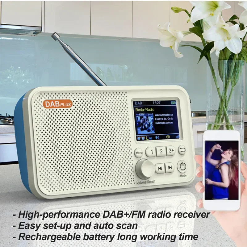 Портативный Bluetooth-динамик, Европейский DAB цифровой радиоприемник с цветным экраном 2,4 дюйма, поддержка FM, TF-карт, MP3, музыкальный плеер, caixa de som