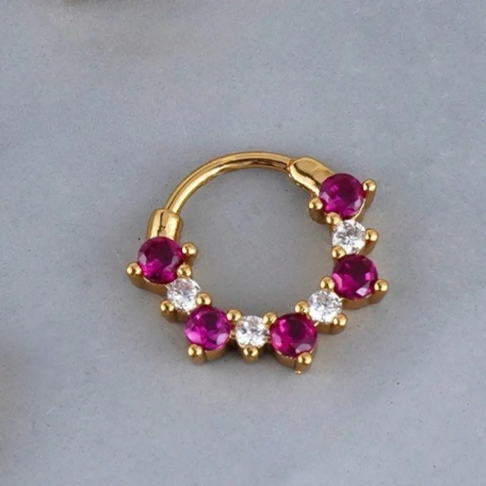 1 STÜCK 316L Edelstahl 16G Nasenring eingelegt mit farbigem Zirkon geschlossenem Ring Nasenring Körperpiercing Ohrring Schmuck 10 mm – Detail 10