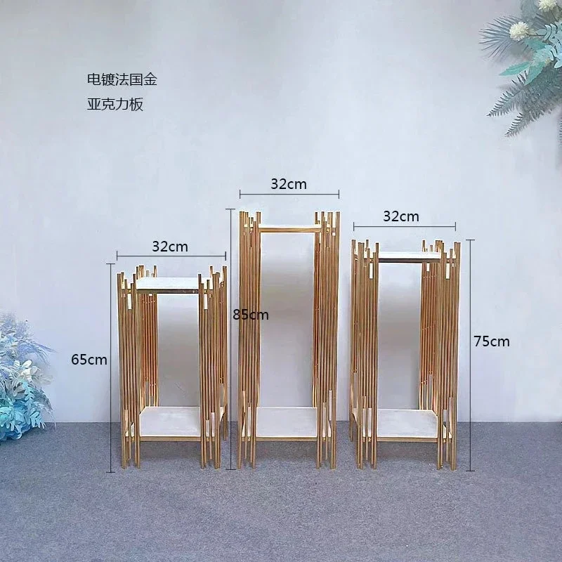 럭셔리 그랜드 이벤트 칼럼 아크릴 거치대 받침대 디저트 테이블, 웨딩 생일 케이크 쿠키 식품 초콜릿 디스플레이 스탠드, 3 개