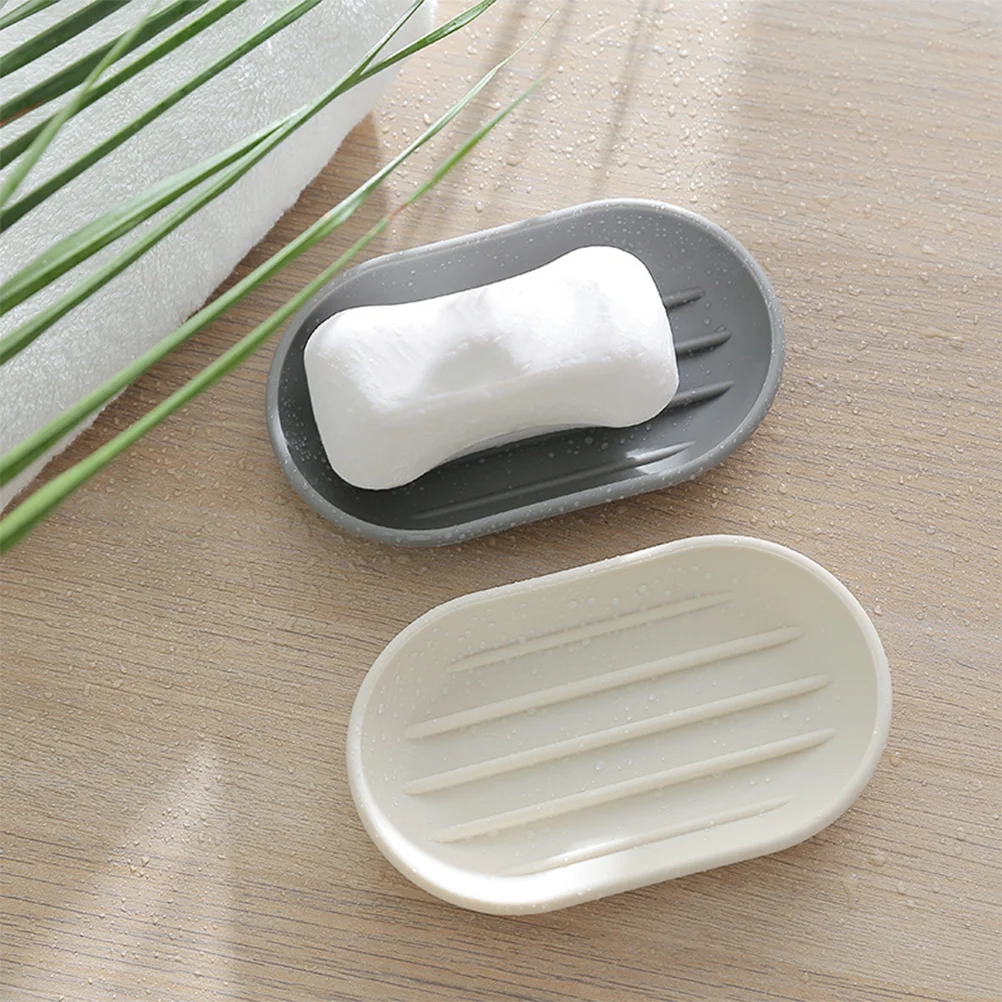 Practical Creative Oval Soap Dishes Soap Box with PP Material Bathroom Plastic Bathroom Accrssoreies (Beige)