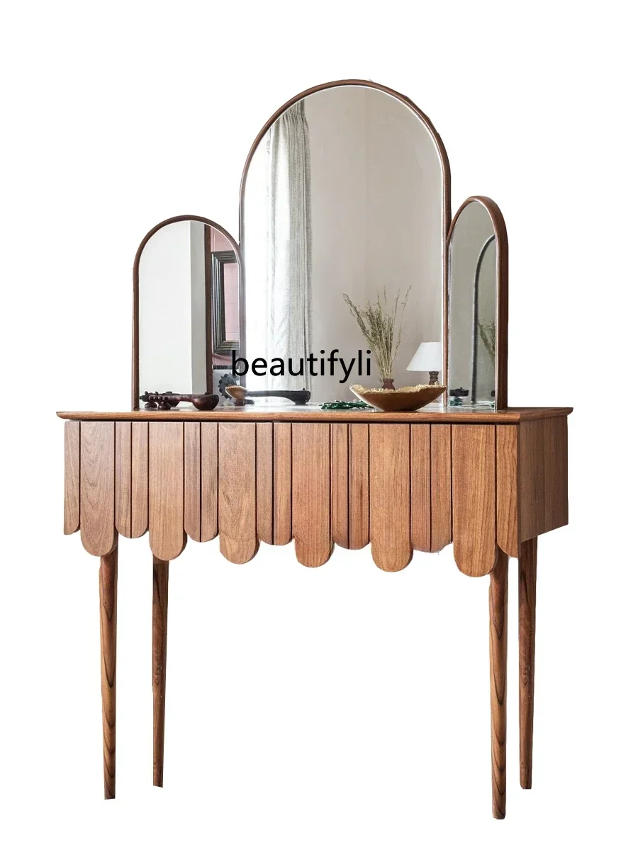 

French country retro solid wood dresser antique makeup table American princess bedroom storage table makeup table