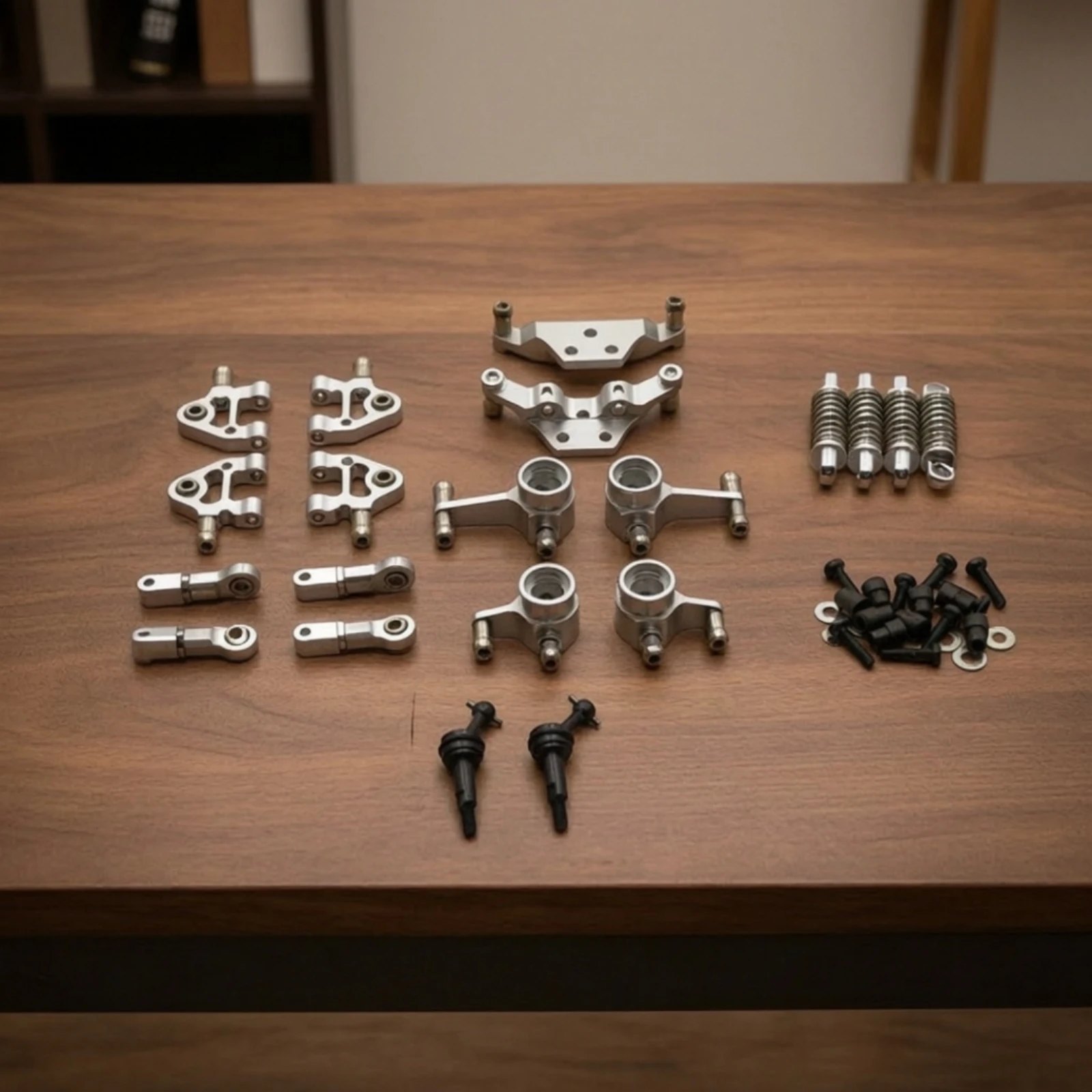 RC Car Upgrade Kit Lightweight RC Car Parts with Shock Absorbers Metal Steering Components Adjustable Hardware Scratch Resistant