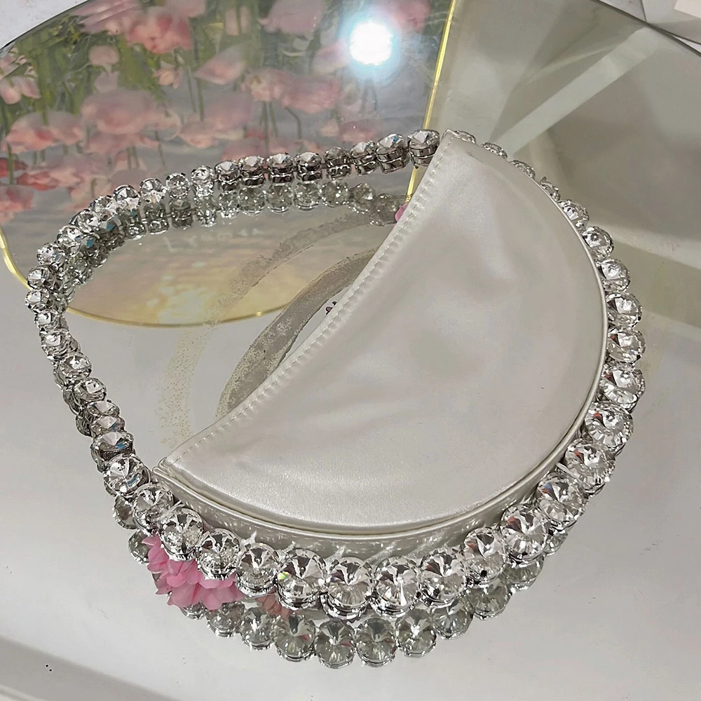 Imagem -06 - Bolsa de Apliques de Strass para Mulheres Bolsa de Noite Meia Lua Pérolas Diamantes de Luxo Festa Embreagem de Casamento para Senhoras Nova Moda