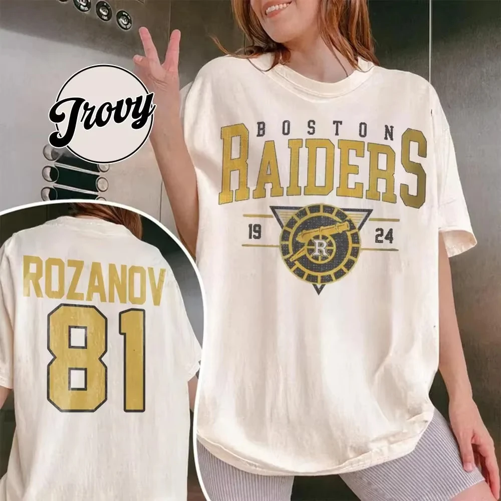 Retro 90er Boston Raiders Ilya Rozanov T-Shirt Sommer-T-Shirt für Herren und Damen, lockere und atmungsaktive Damenbekleidung mit Grafik-T-Shirts