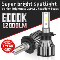 2PCS Car Headlight Bulbs H1 H4 H7 H11 9005 HB3 9006 HB4 9012 Auto Headlamp 6000K Spotlight 36 Core High-power Fog Light 12v