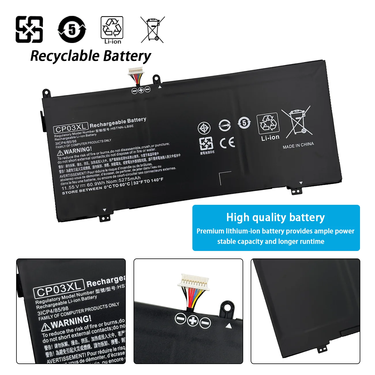 NEW CP03XL Battery for HP Spectre x360 13-ae049ng 13-ae040ng 13-ae011ur 13-ae052nr 929066-421 929072-855 HSTNN-LB8E 60.9WH