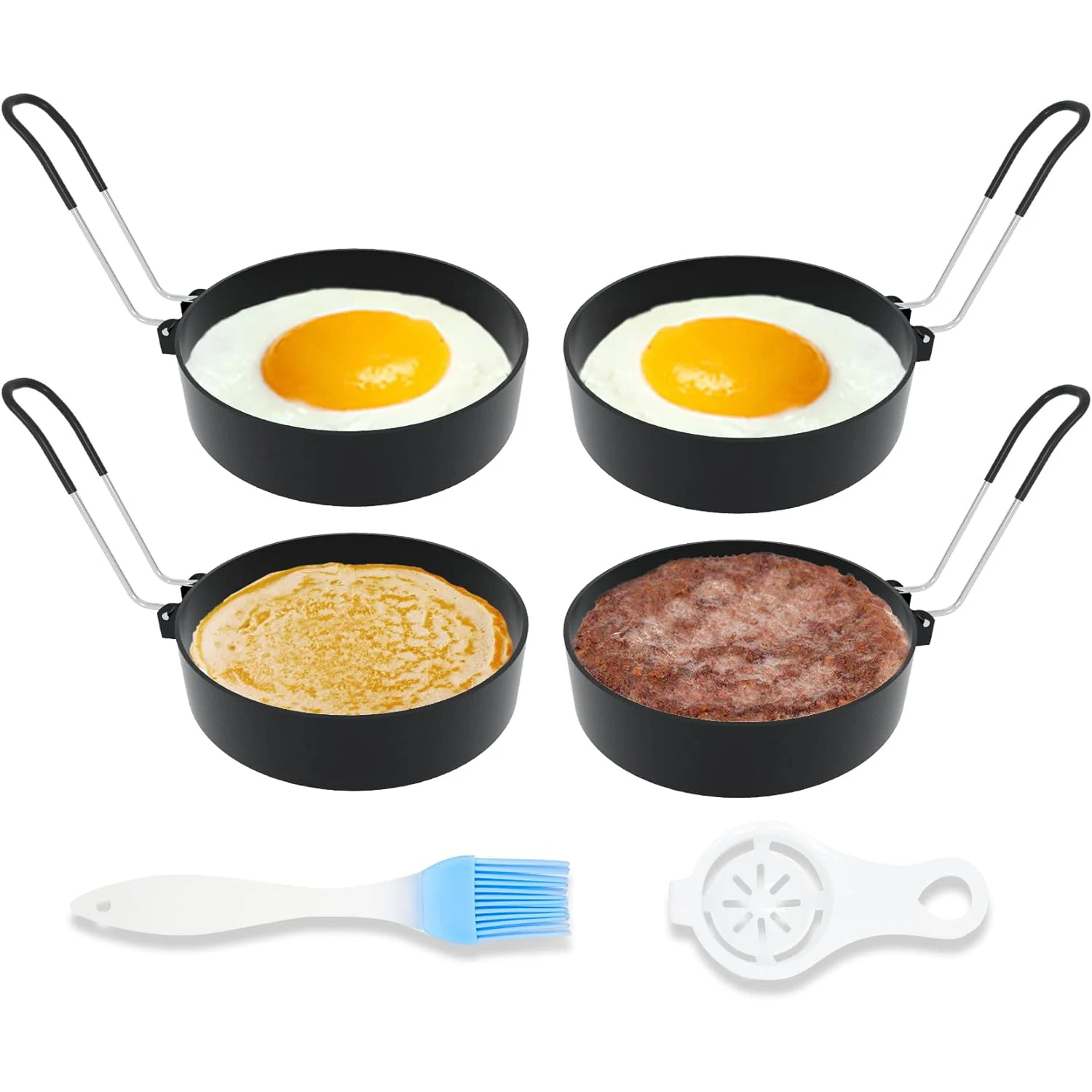 

Thickened Stainless Steel Non-Stick Round Egg Ring, Household Kitchen Small Hamburger Patty Mold