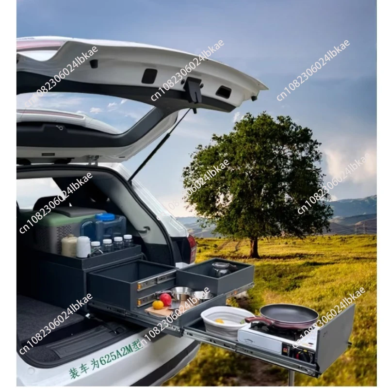 Car Trunk Kitchen Camping Telescopic Box Wide-body Three-layer Storage Box Car Camping Trunk Organizer Accessories