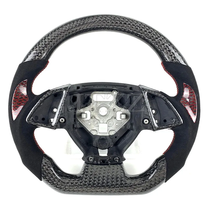 For Chevrolet Camaro Corvette C7 Alcantara Suede True Carbon Fiber Steering Wheel Automotive Interior 2016 2017 2018 2019