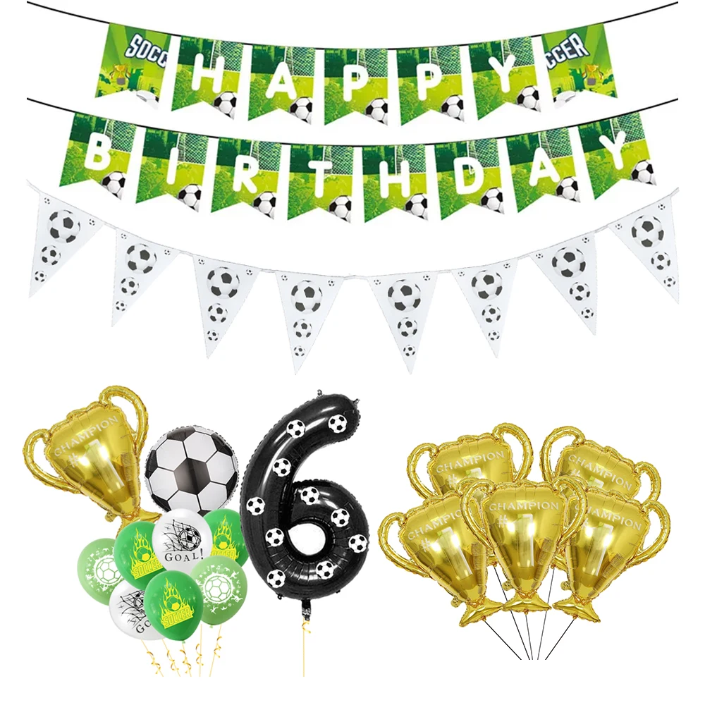 Soccer Banner Balloon Soccer Number Balloon Trophy Balloons Football Theme Party Decor kids Birthday Party Decor Banner Balloons