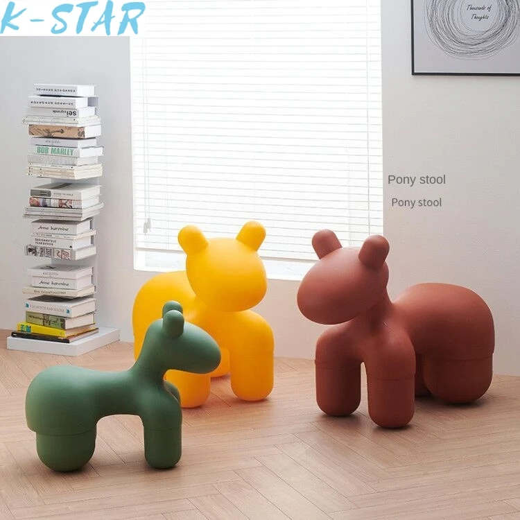 

K-star Nordic Style Plastic Shoe Changing Stool Living Room Leisure Single Hippo Chair Trending Creative Durable Animal Chair