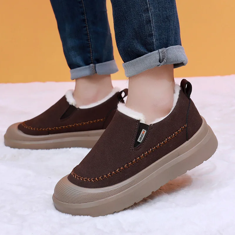 Winter New Cotton Shoes Men's Shoes Thick Bottom Anti slip Snow Boots with Velvet One Foot Soft Bottom Outdoor Cotton Boots
