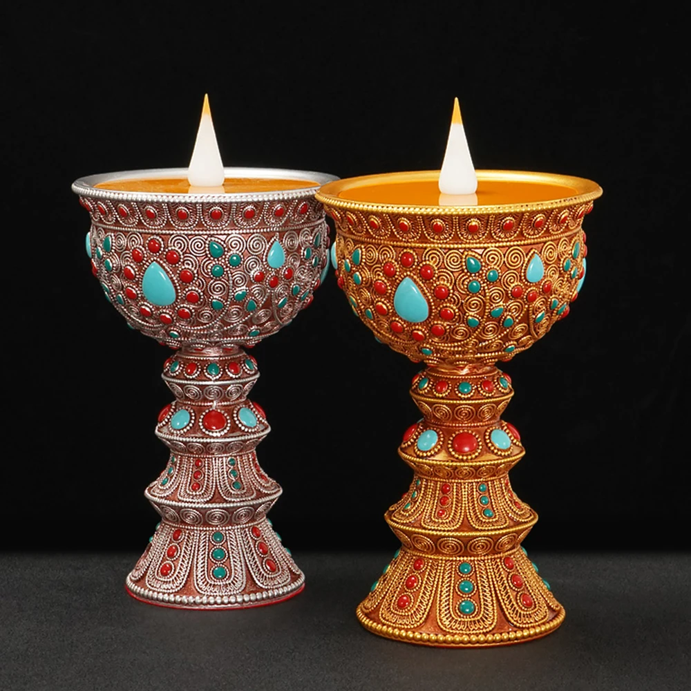 2025 New Electronic Butter Lamp, Plug in LED Buddha Light, Simulated Flame, Household Perpetual Light, Offering Buddha Ornaments
