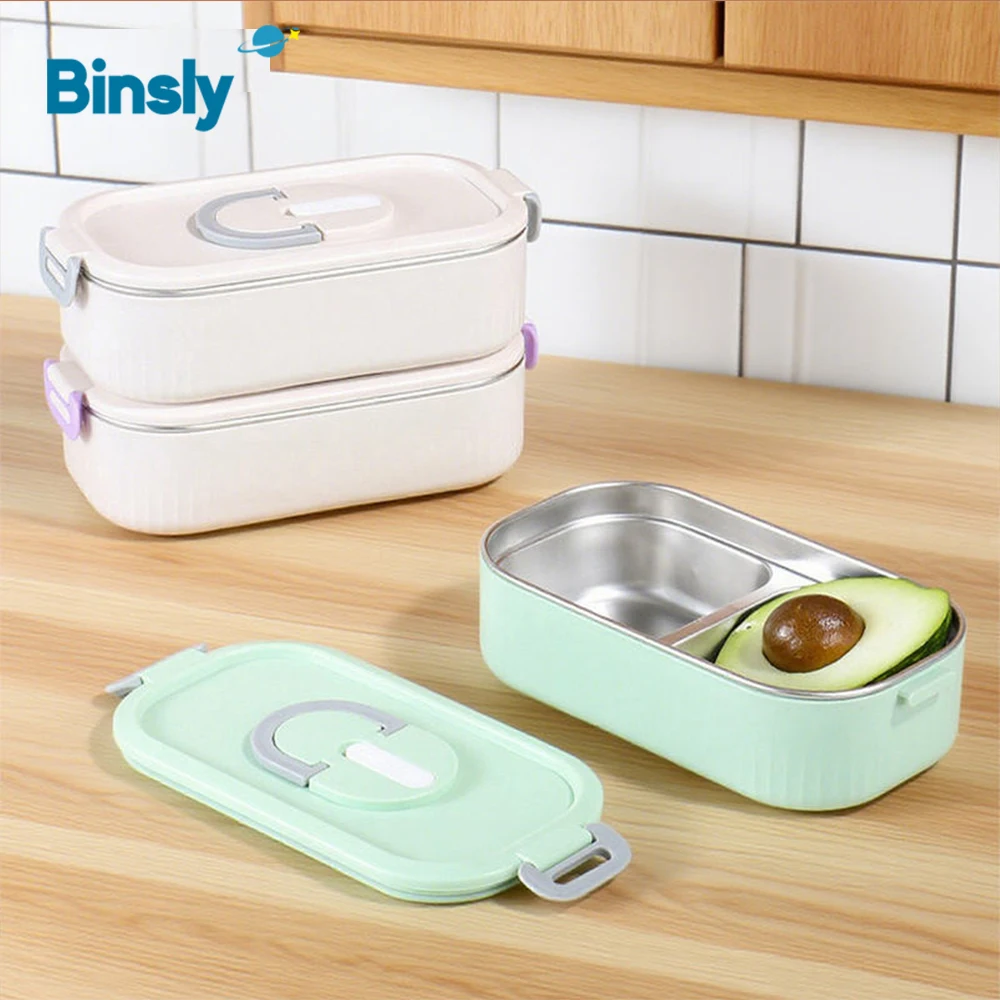 

Portable Rectangular Stainless Steel Bento Box Insulated Leak-Proof 800ml Lunch Box with Handle Sealed Food Container for Travel