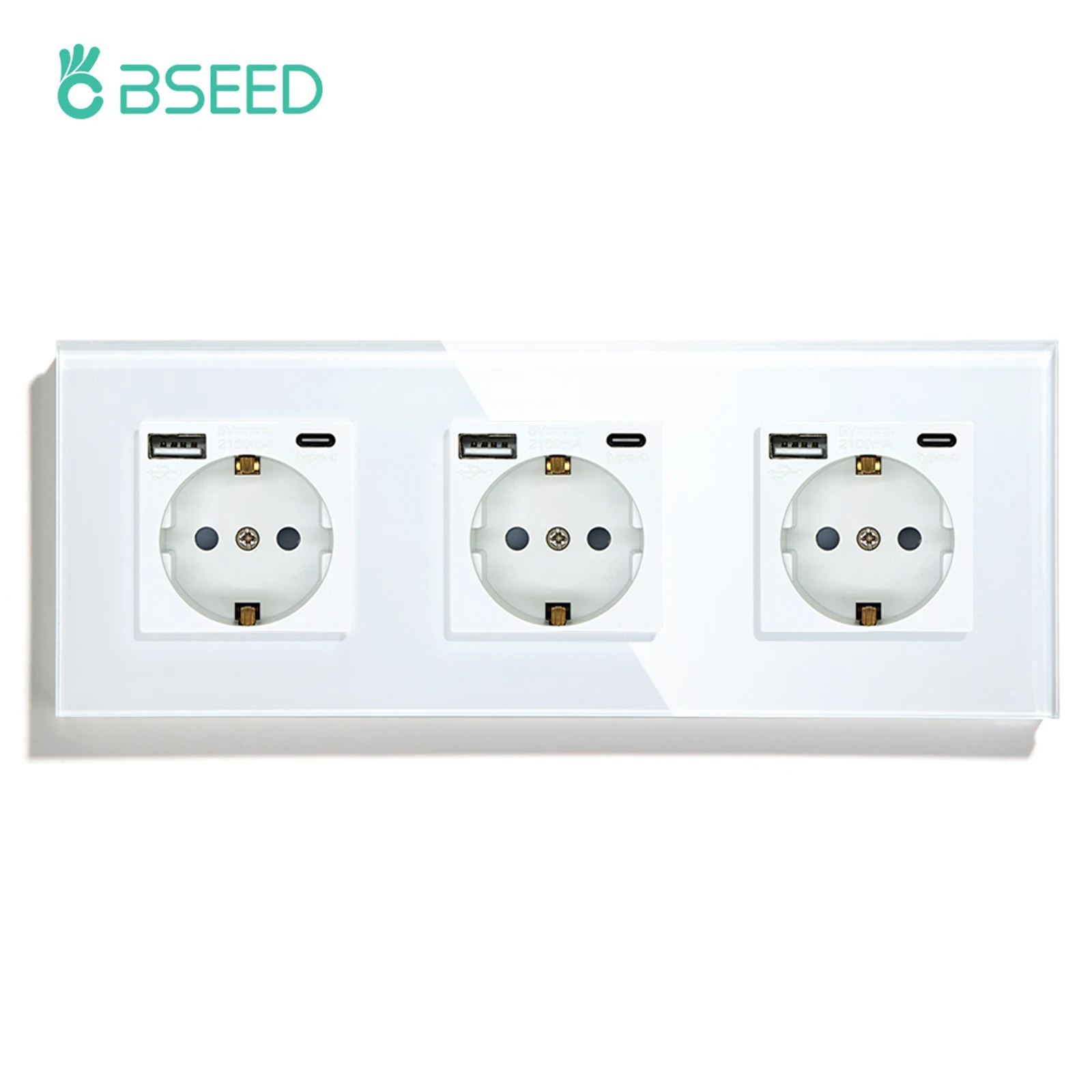 BSEED Touch Lichtschakelaars LED-achtergrondverlichting EU-wandcontactdozen Schakelaars Glazen paneel Max. belasting 300W 1/2/3-voudig 1-weg LED-lichtschakelaars