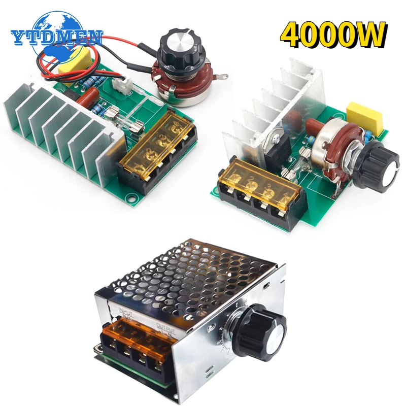 1 Uds 4000W AC 220V SCR controlador de velocidad del Motor ajustable Control atenuadores regulador de voltaje de alta potencia