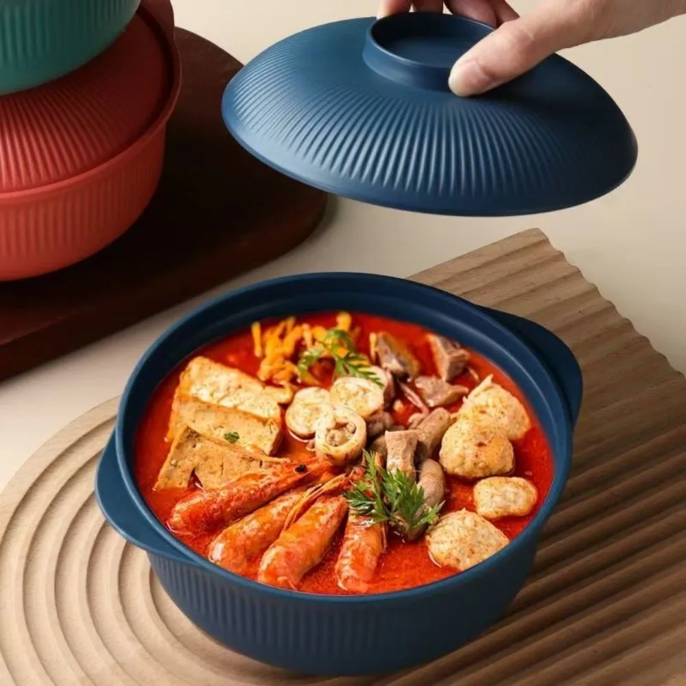Durable 1L Capacity Instant Noodle Bowls with Lids Multifunction Plastic Rice Bowl Lid Cover Food Container Soup Bowls Hot Rice