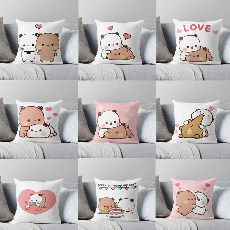 Anime Panda Hugging Bubu duda Mochi Peach Cat Pillow Home Bedroom Sofa Bed Fashion  Case