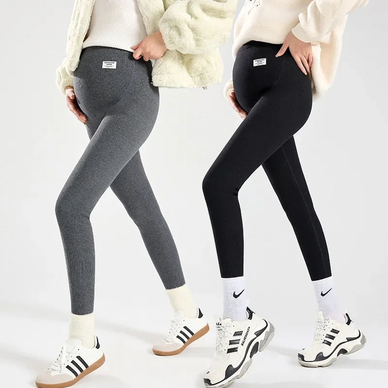 Leggings Chauds et Épais pour Femme Enceinte, Pantalon Ventre, Vêtement de Grossesse, Hiver