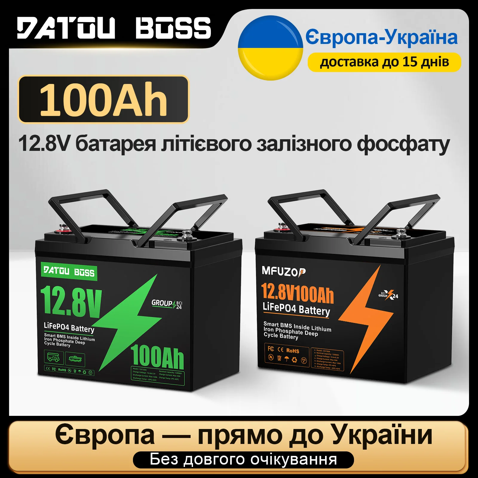 DATOUBOSS LiFePO4 12V Battery with BMS 8000Cycles Lithium-ion Battery Pack Rechargeable Battery Lithium Module for Solar System