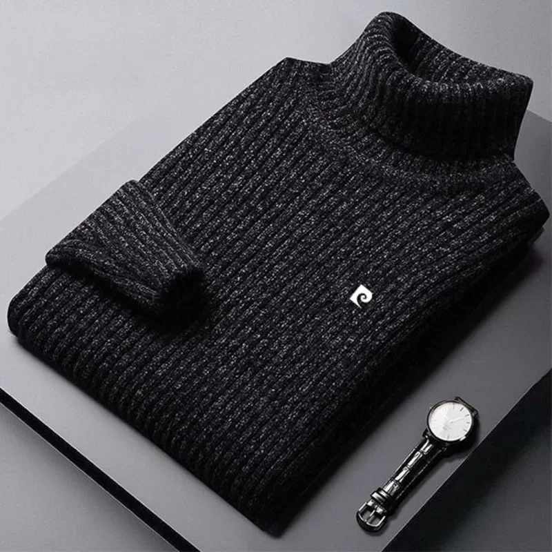 Winter Sweater Men Turtleneck Black Vintage Korean Fashion Knitted Pullover Casual Loose Long Sleeves Men Knit Thick Sweaters