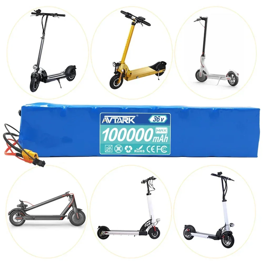 36V 100Ah 18650 lithium battery pack 10S3P 250W-500W High power Same port 42V Electric Scooter M365 ebike Battery with Bracket