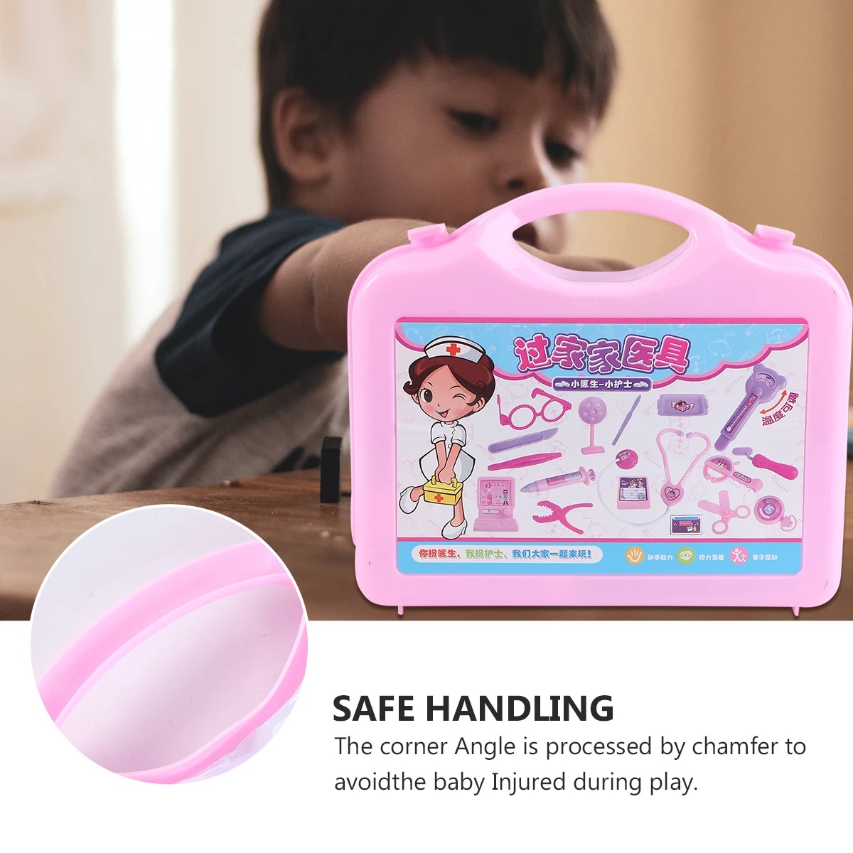 Estetoscópio simulado, brinquedos médicos infantis, conjunto de utensílios de cozinha para primeiros socorros infantis