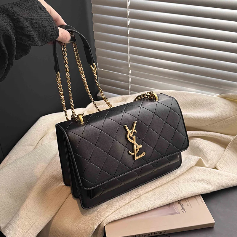 

2026 New Women's High-end Embroidered Thread Chain Bag, Retro Luxury Quilted Diamond Check Shoulder Crossbody Bag, Versatile Fashion Designer Style Clutch, Elegant Daily Party Commute Handbag for Ladies