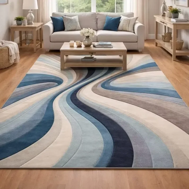 3D Pattern Nordic Style Natural Silk Hand Tufted Rug Decorative Area Carpet Jute Backing for Bedroom